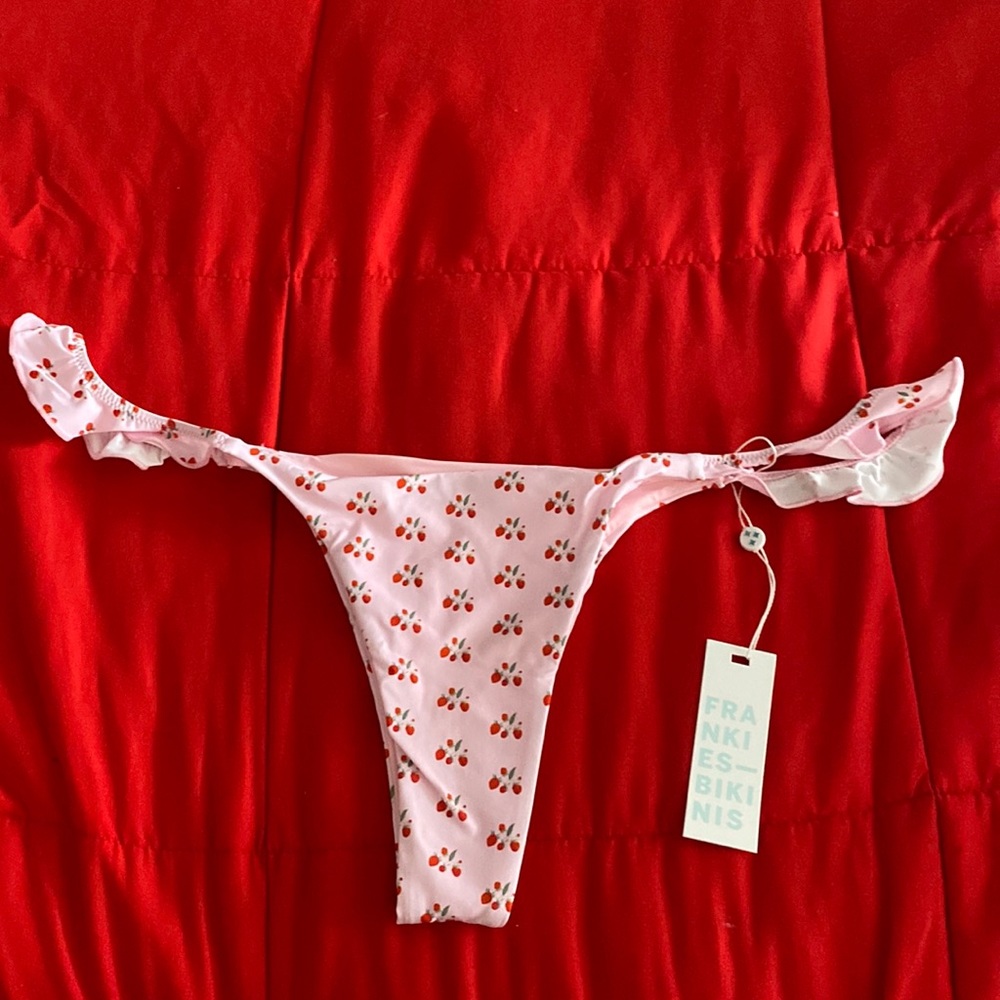 Strawberry print pink bikini bottom Frankies Bikinis